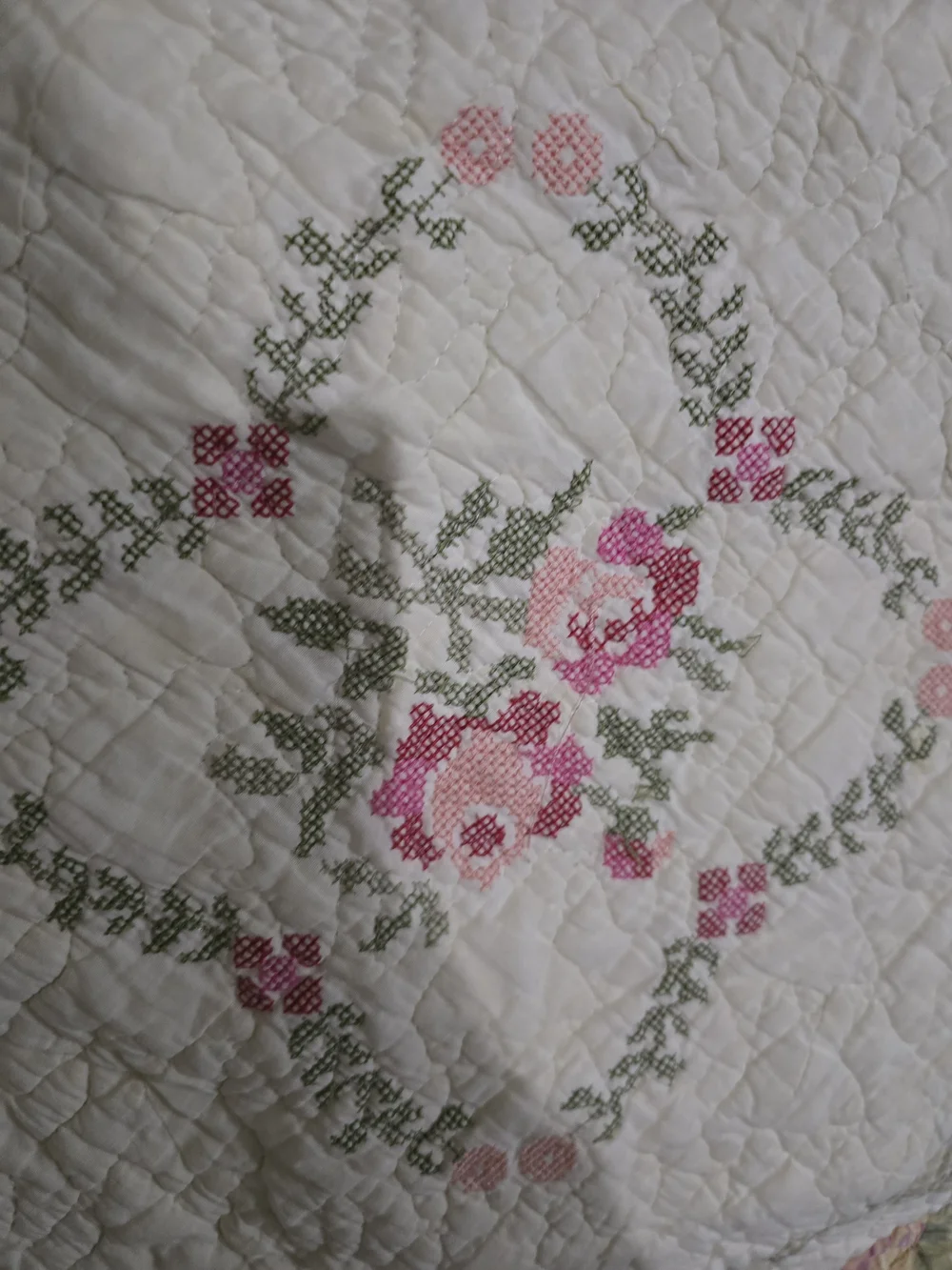 Floral Embroidered Decorative Pillow Cover - Pink and Green